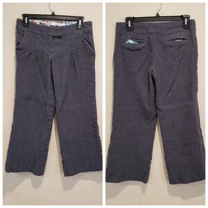 Diane von Furstenberg Cropped Pants Womens SZ 6 Gray Wide Leg Cuffed